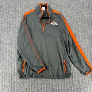 Nike Denver Broncos On Field Jacket Mens Large Gray Orange‎ NFL  1/4 Zip